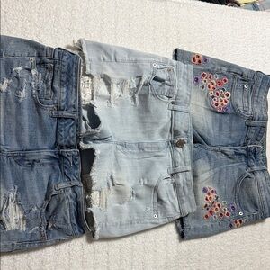 American Eagle Outfitters Distressed Jean Shorts - Blue and Light Blue